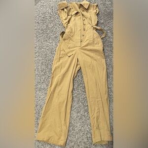 Forever 21 Tan Utility Jumpsuit with Wide Leg Design
